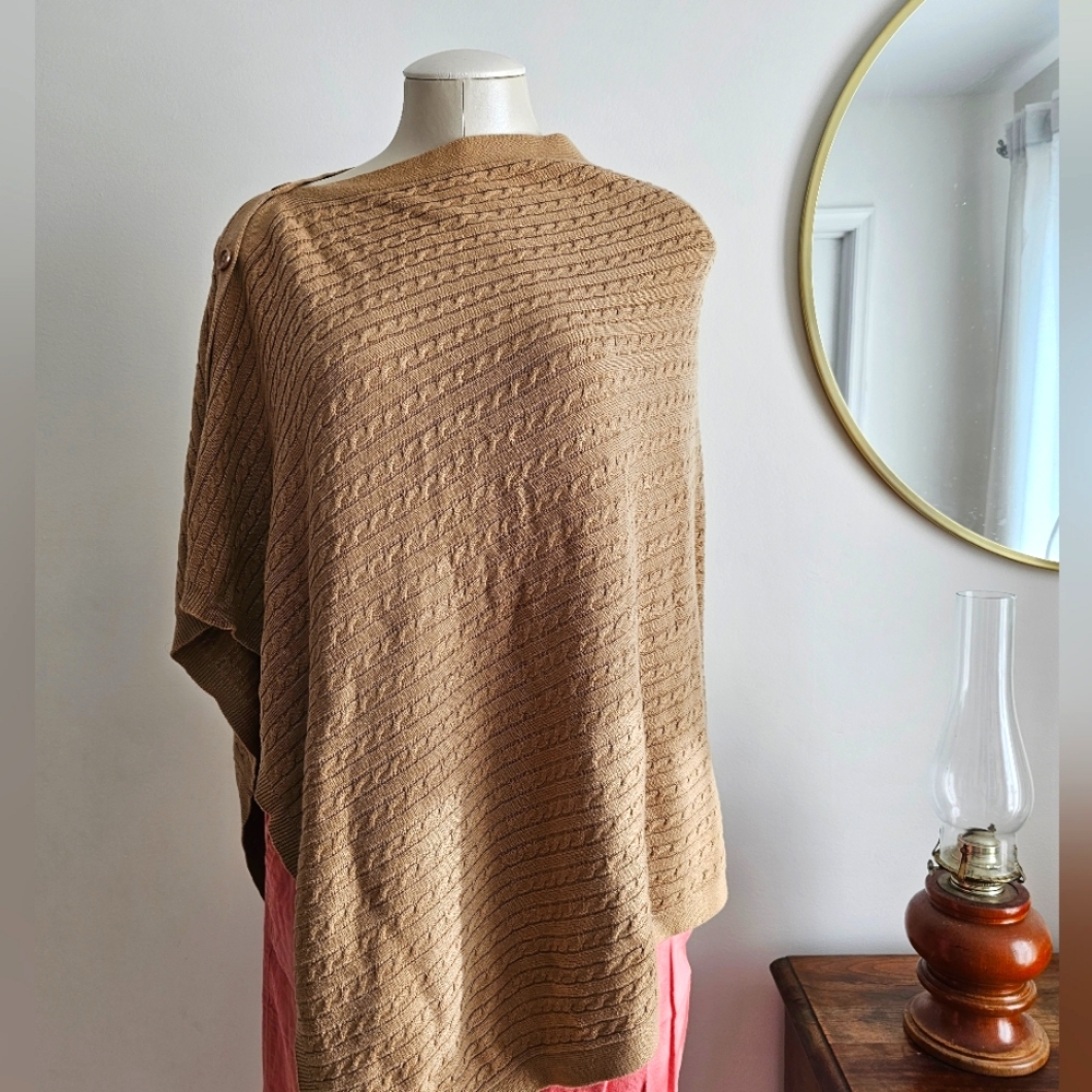 Top It Off Tan Cropped Button-Down Sweater, Shrug, Cape, Poncho